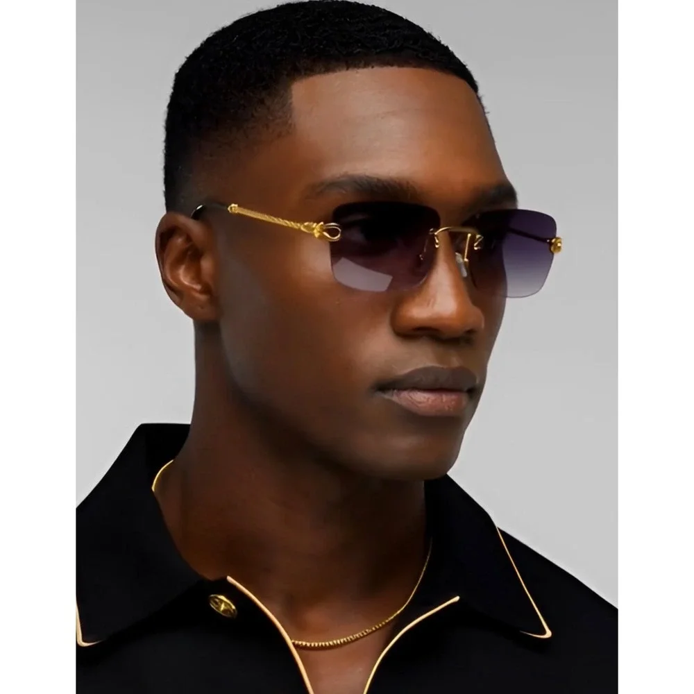 Men Sunglasses‎ Streetwear UV00 Sun Protection Squae Frameless Eyeglasses Gafas